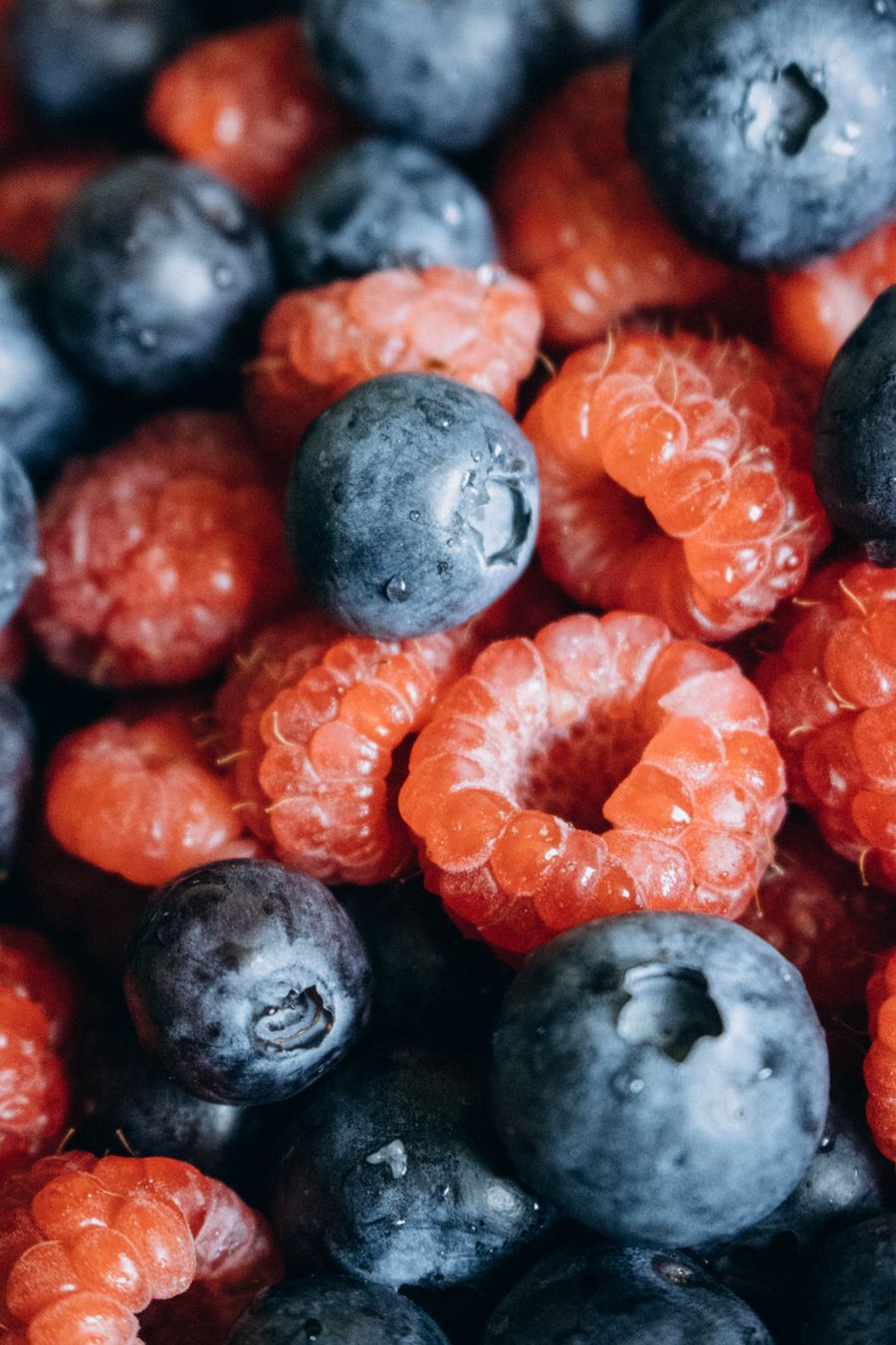 Raspberries and blueberries
